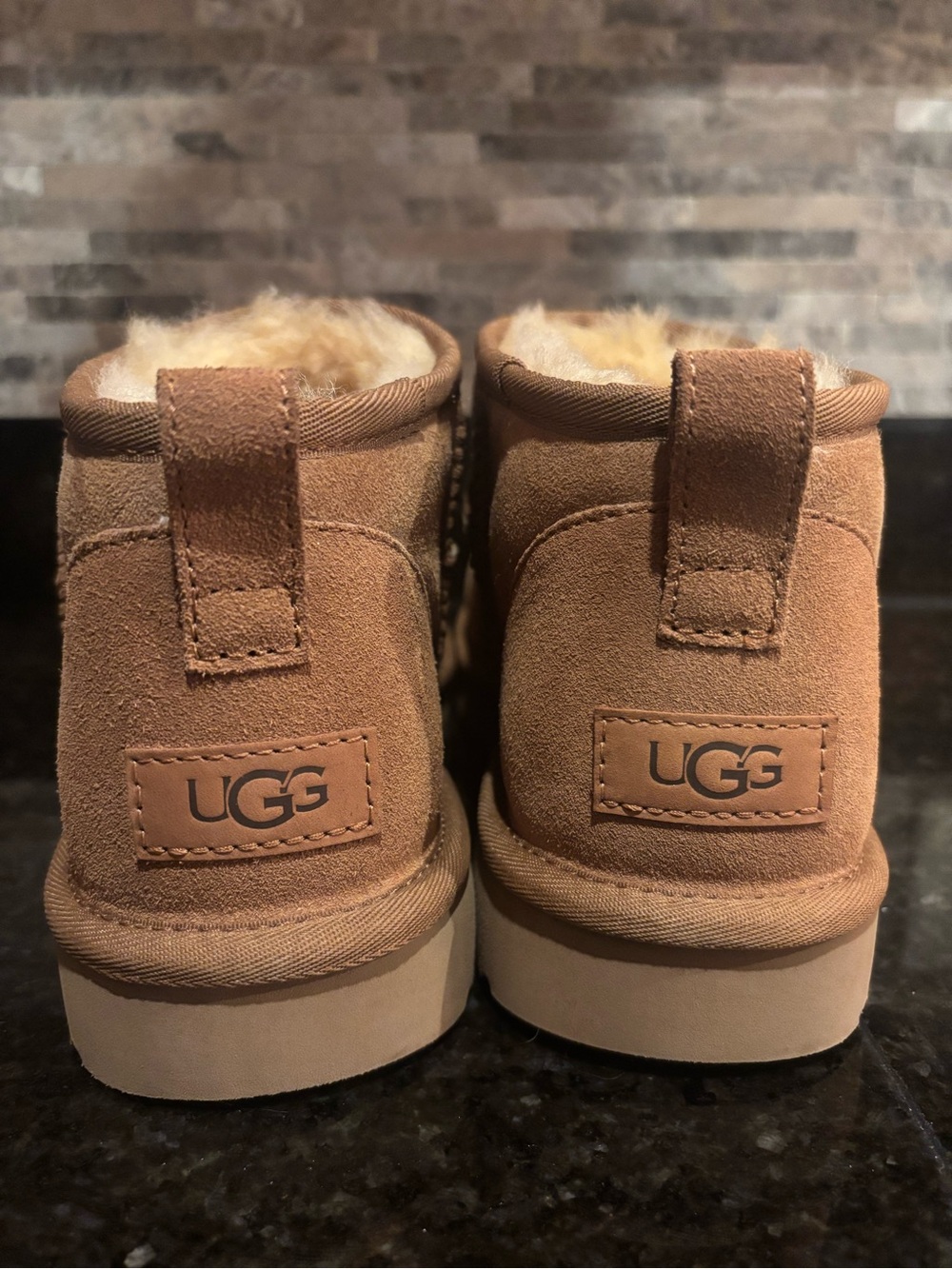 UGG Mini Suede Shearling Boot - Chestnut Brown size 11